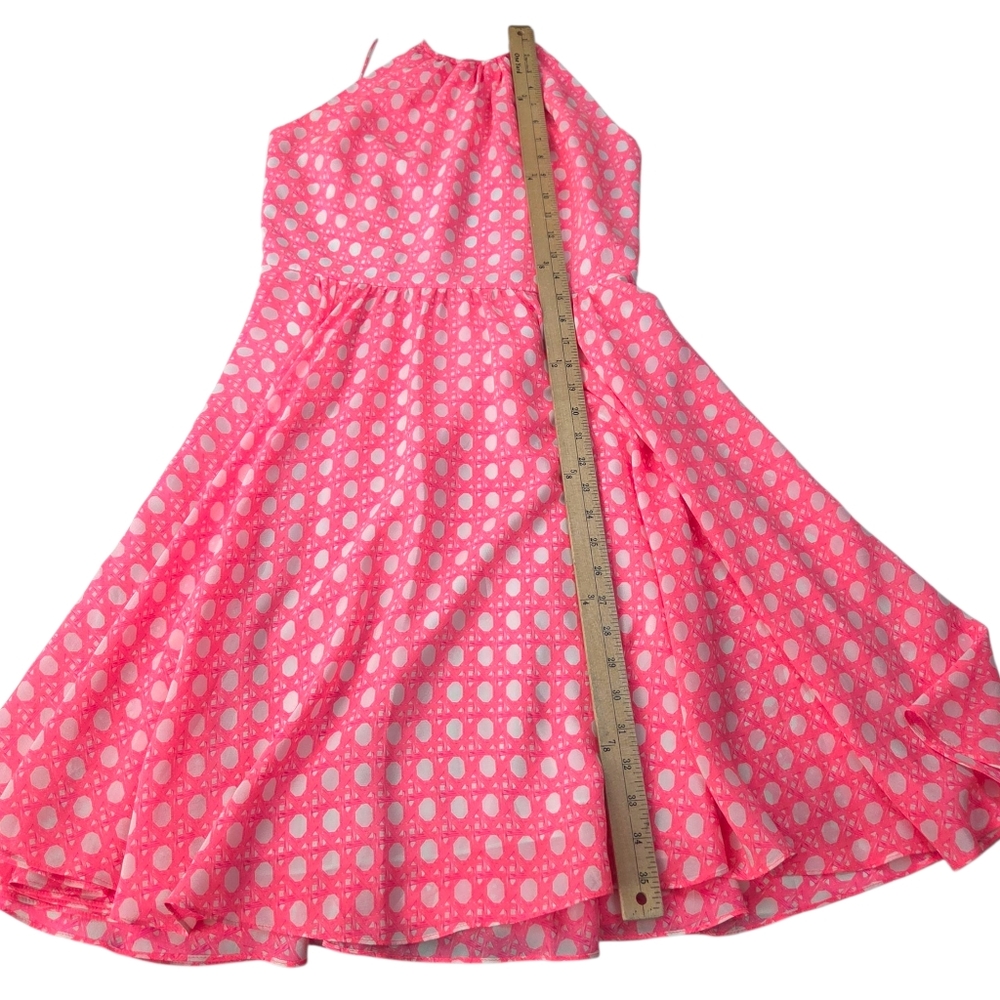 Vineyard Vines 100% Silk Halter Dress Womens 2 Pink White A-line Preppy Feminine - Picture 8 of 12